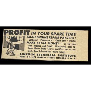 Lincoln Technical School Mini Print Ad Vtg 1963 Small Engine Repair Newark NJ